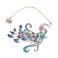 Marque-page en métal design paon Plume d’Azur en bleu et turquoise, élégant et raffiné