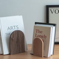 Serre-livres en bois massif hêtre et noyer, design minimaliste et robuste