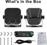 Herdio 4'' Haut-parleur étanche Bluetooth marin 100W robuste pour bateau, montage en surface, pour camping-car, mini-chargeuse, VTT, UTV, RZR, voiturette de golf