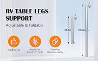 Pieds télescopiques pliants, 21-36 pouces, réglables, en alliage d'aluminium, pour camping-car, ponton