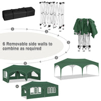 WOLTU Gazebo de pavillon pliant réglable 3x6m avec 6 parois latérales Tente de fête de protection UV étanche avec sac de transport pour pique-nique