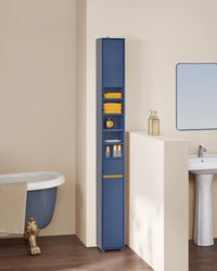 Armoire de salle de bain haute SoBuy BZR34 à 5 compartiments, 1 tiroir et portes, blanche, dimensions approximatives : 20 x 180 x 20 cm.