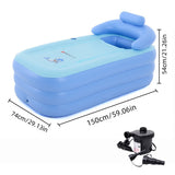 Baignoire gonflable pliable avec pompe à air électrique pour adultes, bébés et enfants, idéale pour la piscine et le spa. Dossier et accoudoirs inclus.