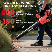 Souffleur de feuilles sans fil OUTIGO, avec 2 batteries de 4,5 Ah et 2 tubes, puissant et léger, idéal pour le dépoussiérage, le déneigement, le jardinage et les travaux de terrassement.