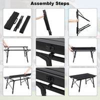WOLTU Table de camping pliable mobilier d'extérieur table de lit d'ordinateur réglable en hauteur bureau pliant pour pique-nique jardin voyage randonnée