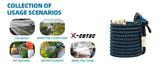 X-COTEC Tuyau d'Arrosage Extensible 15m/30m, Raccords Laiton 1/2" 3/4", Pistolet 10 Jets, Tuyau Flexible pour Jardin et Auto