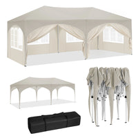 WOLTU Gazebo de pavillon pliant réglable 3x6m avec 6 parois latérales Tente de fête de protection UV étanche avec sac de transport pour pique-nique
