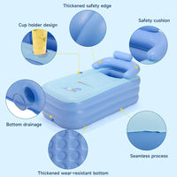 Baignoire gonflable pliable avec pompe à air électrique pour adultes, bébés et enfants, idéale pour la piscine et le spa. Dossier et accoudoirs inclus.