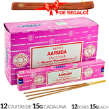 Encens Satya Original 180g Fabriqué en Inde Myrrhe Palo Santo Namaste Méditation Karma Aaruda Sauge Blanche Bois de Santal Sandalo Champa Arbre de Vie Nirvana Mirra Copal Scellé en usine Désodorisant thérapeutique relaxant