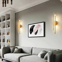 Appliques murales LED 10W, applique murale intérieure cylindrique double parallèle, applique miroir de salle de bain pour chambre à coucher (blanc chaud 3000K, or)