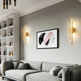 Appliques murales LED 10W, applique murale intérieure cylindrique double parallèle, applique miroir de salle de bain pour chambre à coucher (blanc chaud 3000K, or)