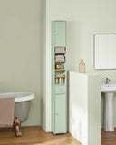 Armoire de salle de bain haute SoBuy BZR34 à 5 compartiments, 1 tiroir et portes, blanche, dimensions approximatives : 20 x 180 x 20 cm.
