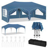 WOLTU Gazebo de pavillon pliant réglable 3x6m avec 6 parois latérales Tente de fête de protection UV étanche avec sac de transport pour pique-nique