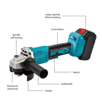 Meuleuse d'angle électrique sans balais 1000 W, 125 mm, 3 vitesses, outil de découpe et de travail du bois, compatible avec les batteries Makita 18 V.