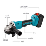Meuleuse d'angle électrique sans balais 1000 W, 125 mm, 3 vitesses, outil de découpe et de travail du bois, compatible avec les batteries Makita 18 V.
