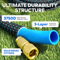X-COTEC Tuyau d'Arrosage Extensible 15m/30m, Raccords Laiton 1/2" 3/4", Pistolet 10 Jets, Tuyau Flexible pour Jardin et Auto