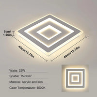 Plafonnier carré moderne à LED blanche, plafonnier LED en acrylique 42W pour chambre à coucher, salon, couloir, salle de bain, cuisine
