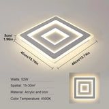 Plafonnier carré moderne à LED blanche, plafonnier LED en acrylique 42W pour chambre à coucher, salon, couloir, salle de bain, cuisine