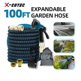 X-COTEC Tuyau d'Arrosage Extensible 15m/30m, Raccords Laiton 1/2" 3/4", Pistolet 10 Jets, Tuyau Flexible pour Jardin et Auto