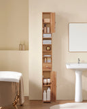 Armoire de salle de bain haute SoBuy BZR34 à 5 compartiments, 1 tiroir et portes, blanche, dimensions approximatives : 20 x 180 x 20 cm.