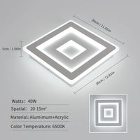 Plafonnier carré moderne à LED blanche, plafonnier LED en acrylique 42W pour chambre à coucher, salon, couloir, salle de bain, cuisine