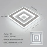 Plafonnier carré moderne à LED blanche, plafonnier LED en acrylique 42W pour chambre à coucher, salon, couloir, salle de bain, cuisine