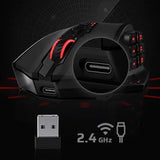 Souris gaming optique Redragon M913, 16 000 DPI, filaire 2,4 GHz et sans fil RGB, 16 boutons programmables, noir et blanc