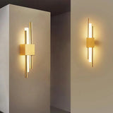 Appliques murales LED 10W, applique murale intérieure cylindrique double parallèle, applique miroir de salle de bain pour chambre à coucher (blanc chaud 3000K, or)