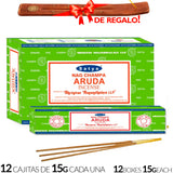 Encens Satya Original 180g Fabriqué en Inde Myrrhe Palo Santo Namaste Méditation Karma Aaruda Sauge Blanche Bois de Santal Sandalo Champa Arbre de Vie Nirvana Mirra Copal Scellé en usine Désodorisant thérapeutique relaxant
