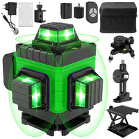Niveau laser professionnel 4D à 16 lignes, affichage automatique de la puissance à 360° (horizontal et vertical), faisceau vert.