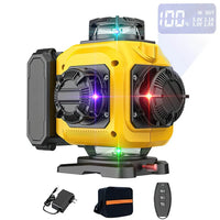 Niveau laser professionnel 4D à 16 lignes, affichage automatique de la puissance à 360° (horizontal et vertical), faisceau vert.