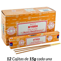 Encens Satya Original 180g Fabriqué en Inde Myrrhe Palo Santo Namaste Méditation Karma Aaruda Sauge Blanche Bois de Santal Sandalo Champa Arbre de Vie Nirvana Mirra Copal Scellé en usine Désodorisant thérapeutique relaxant