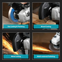 Meuleuse d'angle électrique sans balais 1000 W, 125 mm, 3 vitesses, outil de découpe et de travail du bois, compatible avec les batteries Makita 18 V.