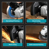 Meuleuse d'angle électrique sans balais 1000 W, 125 mm, 3 vitesses, outil de découpe et de travail du bois, compatible avec les batteries Makita 18 V.