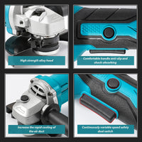 Meuleuse d'angle électrique sans balais 1000 W, 125 mm, 3 vitesses, outil de découpe et de travail du bois, compatible avec les batteries Makita 18 V.