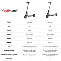SUNNIGOO N7PRO 350W adulte Scooter électrique avec APP 36V 10.4Ah Escooter 30 km/h Kick Scooter léger longue portée 30km Scooter