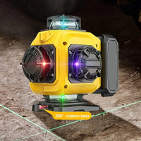 Niveau laser professionnel 4D à 16 lignes, affichage automatique de la puissance à 360° (horizontal et vertical), faisceau vert.