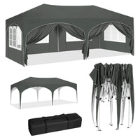 WOLTU Gazebo de pavillon pliant réglable 3x6m avec 6 parois latérales Tente de fête de protection UV étanche avec sac de transport pour pique-nique