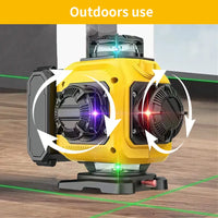 Niveau laser professionnel 4D à 16 lignes, affichage automatique de la puissance à 360° (horizontal et vertical), faisceau vert.