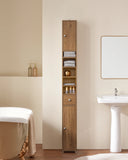 Armoire de salle de bain haute SoBuy BZR34 à 5 compartiments, 1 tiroir et portes, blanche, dimensions approximatives : 20 x 180 x 20 cm.