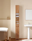 Armoire de salle de bain haute SoBuy BZR34 à 5 compartiments, 1 tiroir et portes, blanche, dimensions approximatives : 20 x 180 x 20 cm.