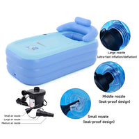 Baignoire gonflable pliable avec pompe à air électrique pour adultes, bébés et enfants, idéale pour la piscine et le spa. Dossier et accoudoirs inclus.
