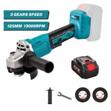 Meuleuse d'angle électrique sans balais 1000 W, 125 mm, 3 vitesses, outil de découpe et de travail du bois, compatible avec les batteries Makita 18 V.