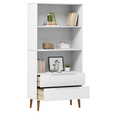 Bibliothèque en bois massif de pin - 2 tiroirs - 85 x 35 x 170,5 cm