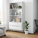 Bibliothèque en bois massif de pin - 2 tiroirs - 85 x 35 x 170,5 cm