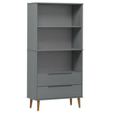 Bibliothèque en bois massif de pin - 2 tiroirs - 85 x 35 x 170,5 cm