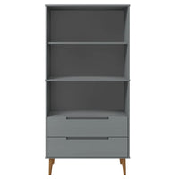 Bibliothèque en bois massif de pin - 2 tiroirs - 85 x 35 x 170,5 cm