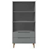 Bibliothèque en bois massif de pin - 2 tiroirs - 85 x 35 x 170,5 cm
