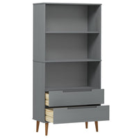 Bibliothèque en bois massif de pin - 2 tiroirs - 85 x 35 x 170,5 cm