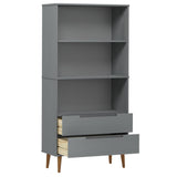 Bibliothèque en bois massif de pin - 2 tiroirs - 85 x 35 x 170,5 cm